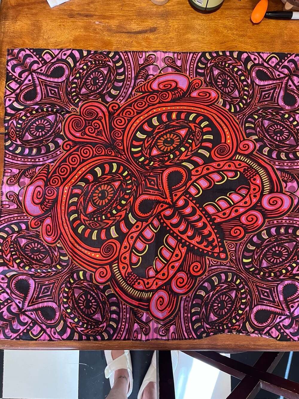 Sunshine Joy Handkerchief Psychedelic Tribal Red Black Pink